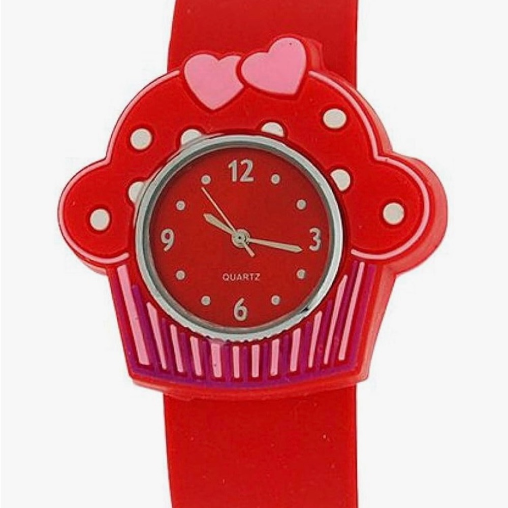 Cupcake slap on analogue watch color red